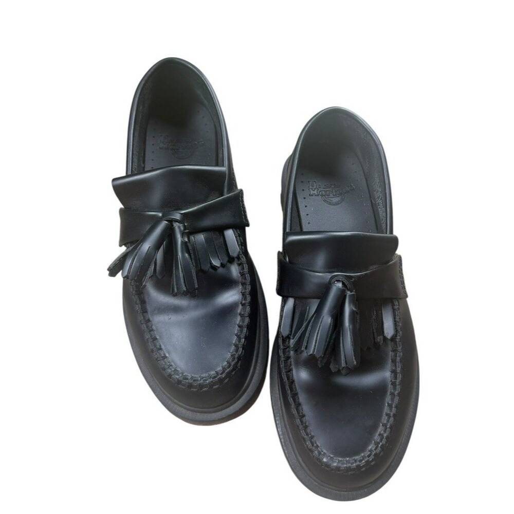 Dr. Marten Adrian Quad Black Platform Chunky Leather Tassle Loafer Women’s 5 Doc